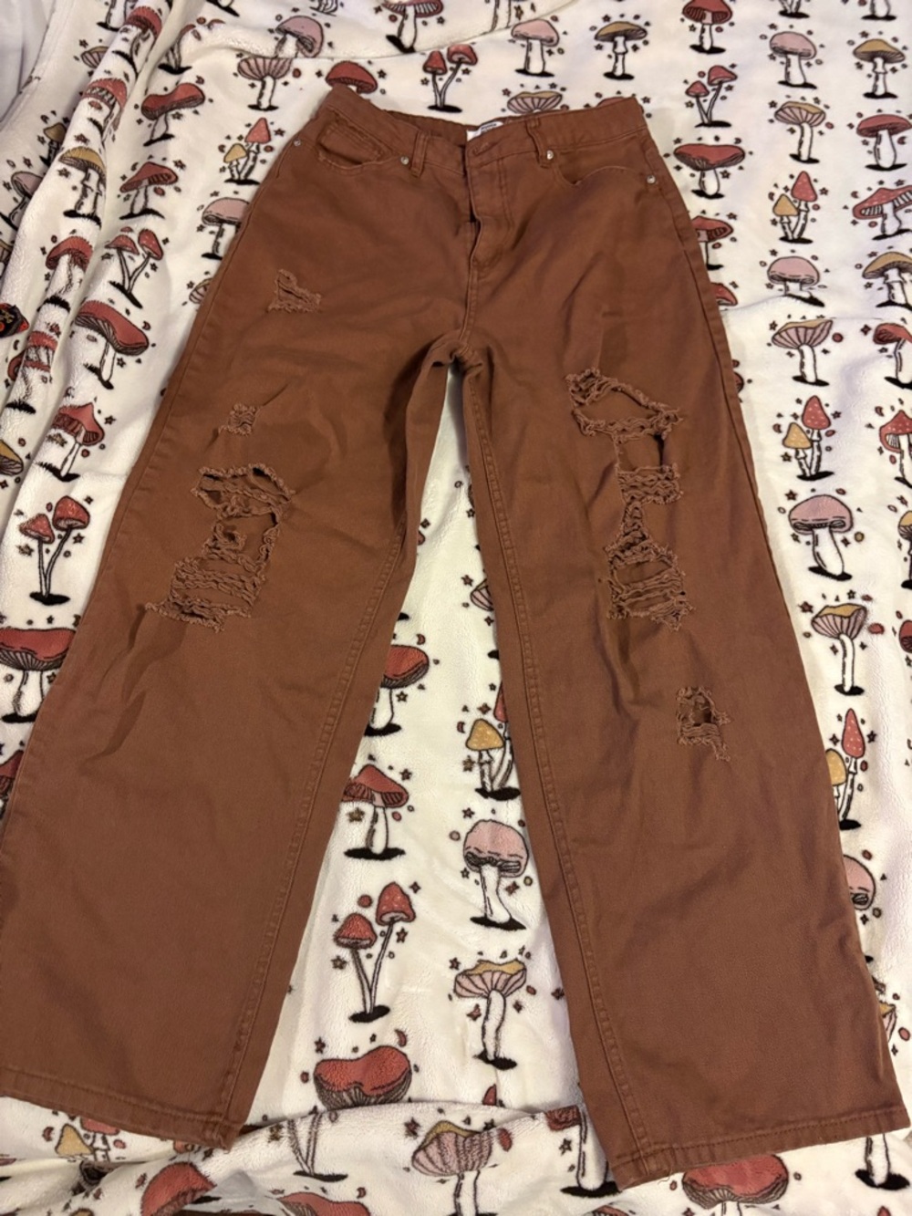 Madden NYC Brown Ripped Wide Leg Jeans Size 9